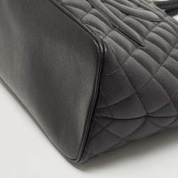 Pre Owned Chanel Black Quilted Caviar Leather Medallion Tote