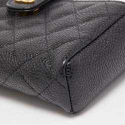 Pre Owned Chanel Black Quilted Caviar Leather CC O Phone Pouch