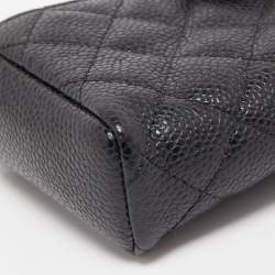 Pre Owned Chanel Black Quilted Caviar Leather CC O Phone Pouch