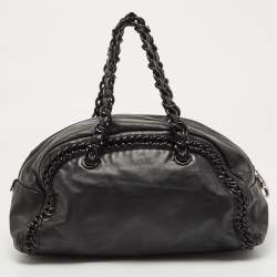 Pre Owned Chanel Black Matte Leather Large Luxe Ligne Bowler Bag