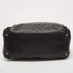 Pre Owned Chanel Black Matte Leather Large Luxe Ligne Bowler Bag