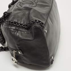 Pre Owned Chanel Black Matte Leather Large Luxe Ligne Bowler Bag