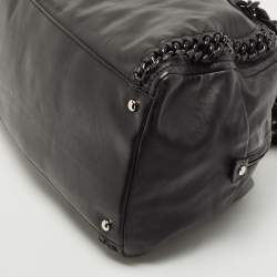 Pre Owned Chanel Black Matte Leather Large Luxe Ligne Bowler Bag