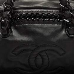 Pre Owned Chanel Black Matte Leather Large Luxe Ligne Bowler Bag