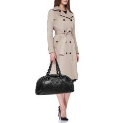 Pre Owned Chanel Black Matte Leather Large Luxe Ligne Bowler Bag