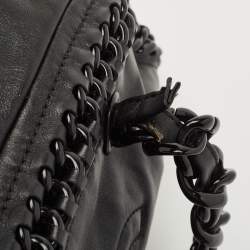 Pre Owned Chanel Black Matte Leather Large Luxe Ligne Bowler Bag