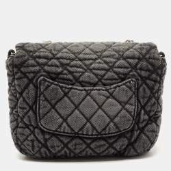 Pre Owned Chanel Grey/Black Quilted Washed Denim Small Denimpression Flap Bag