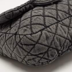 Pre Owned Chanel Grey/Black Quilted Washed Denim Small Denimpression Flap Bag