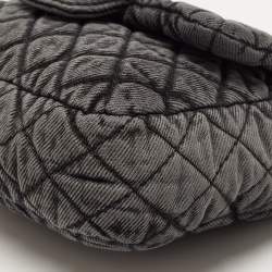 Pre Owned Chanel Grey/Black Quilted Washed Denim Small Denimpression Flap Bag