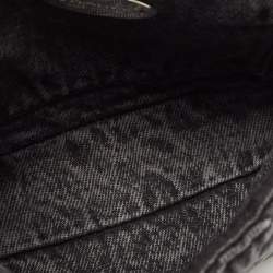 Pre Owned Chanel Grey/Black Quilted Washed Denim Small Denimpression Flap Bag
