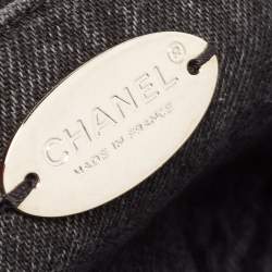 Pre Owned Chanel Grey/Black Quilted Washed Denim Small Denimpression Flap Bag