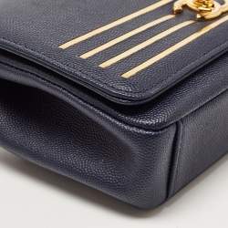 Pre Owned Chanel Blue Caviar Leather Captain Gold Waist Bag
