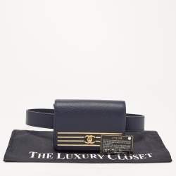 Pre Owned Chanel Blue Caviar Leather Captain Gold Waist Bag
