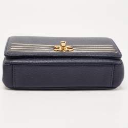 Pre Owned Chanel Blue Caviar Leather Captain Gold Waist Bag