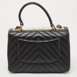 Pre Owned Chanel Black Quilted Leather Small Trendy CC Flap Top Handle Bag