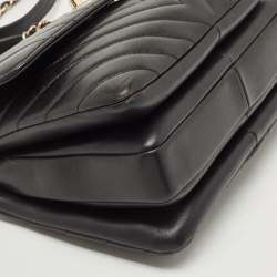 Pre Owned Chanel Black Quilted Leather Small Trendy CC Flap Top Handle Bag