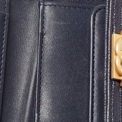 Chanel Blue Quilted Caviar Leather Small Boy Wallet