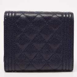 Chanel Blue Quilted Caviar Leather Small Boy Wallet