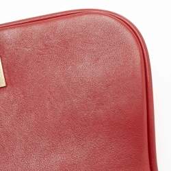 Pre Owned Chanel Red Chevron Leather CC Flap Top Handle Bag