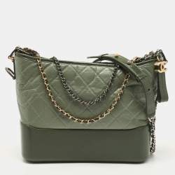 Chanel Green Crocodile Embossed Leather Small Gabrielle Hobo