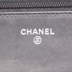 Chanel Black Quilted Patent Leather Classic Wallet on Chain
