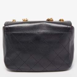 Pre Owned Chanel Black Quilted Leather Archi Chic Flap Bag