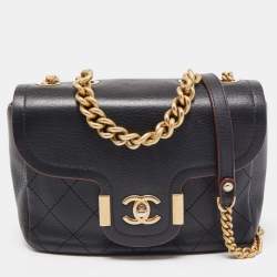 Chanel Black Quilted Leather Knock On Wood Top Handle Bag Chanel
