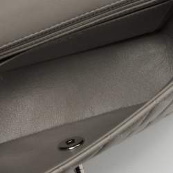 Pre Owned Chanel Grey Quilted Lambskin Leather New Mini Classic Flap Bag