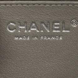 Pre Owned Chanel Grey Quilted Lambskin Leather New Mini Classic Flap Bag