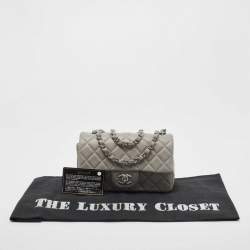 Pre Owned Chanel Grey Quilted Lambskin Leather New Mini Classic Flap Bag