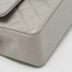 Pre Owned Chanel Grey Quilted Lambskin Leather New Mini Classic Flap Bag