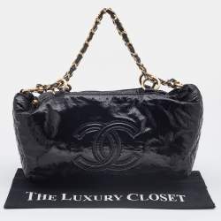 Pre Owned Chanel Black Patent Vinyl Rock and Chain Bag