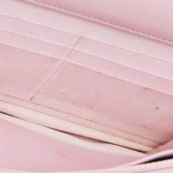 Pre Owned Chanel Light Pink Leather Crystals Embellished Boy Wallet On Chain
