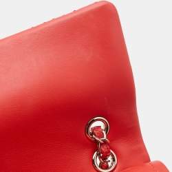 Pre Owned Chanel Red Python Medium Classic Double Flap Bag
