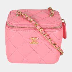 pink chanel vanity case bag