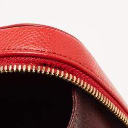 Pre Owned Chanel Red Quilted Caviar Leather Medium CC Filigree Vanity Case Bag