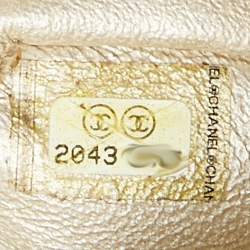 Pre Owned Chanel Gold Perforated Leather CC Square Flap Bag