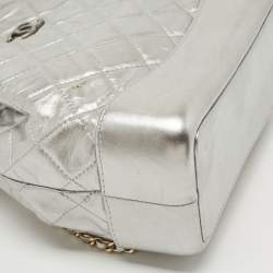 Pre Owned Chanel Silver Quilted Leather Small Gabrielle Backpack