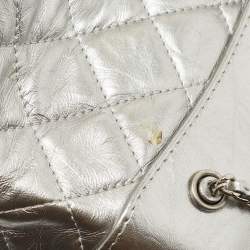 Pre Owned Chanel Silver Quilted Leather Small Gabrielle Backpack