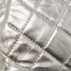 Pre Owned Chanel Silver Quilted Leather Small Gabrielle Backpack