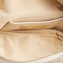 Pre Owned Chanel Beige Quilted Shimmer Leather Fanny Pack Waistbelt Bag