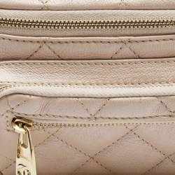 Pre Owned Chanel Beige Quilted Shimmer Leather Fanny Pack Waistbelt Bag