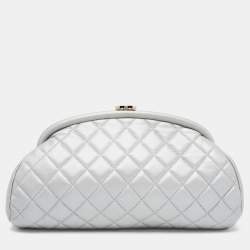 CHANEL, Bags, Chanel Caviar Timeless Cc Pochette In Silver Metallic