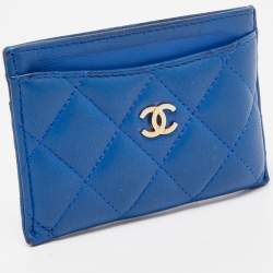 Chanel Blue Quilted Leather Classic Card Holder