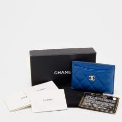 Chanel Blue Quilted Leather Classic Card Holder