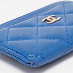 Chanel Blue Quilted Leather Classic Card Holder