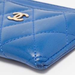 Chanel Blue Quilted Leather Classic Card Holder