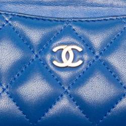 Chanel Blue Quilted Leather Classic Card Holder