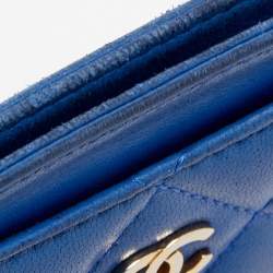 Chanel Blue Quilted Leather Classic Card Holder