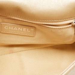 Pre Owned Chanel Metallic Beige Studded Chevron Leather Stud Wars CC Flap Crossbody Bag
